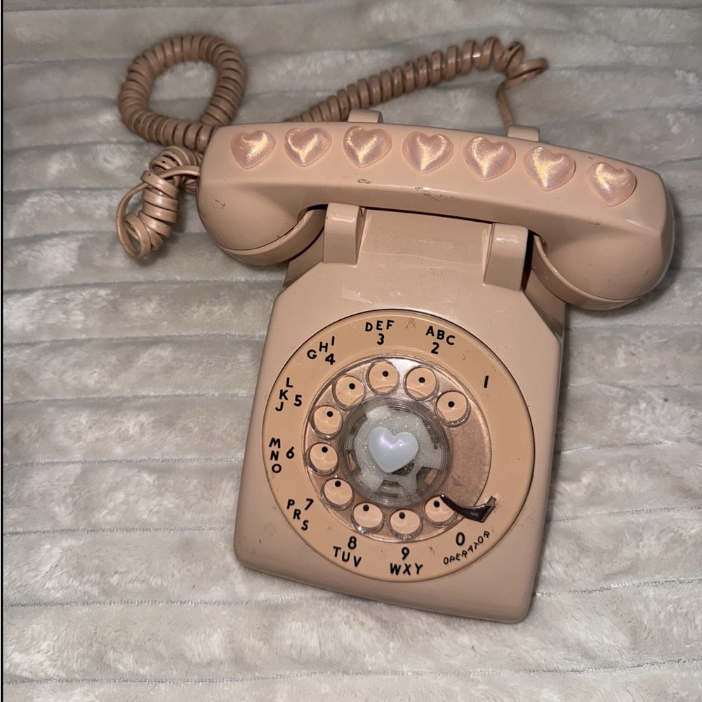 Vintage Rotary Phone with Heart Accents
